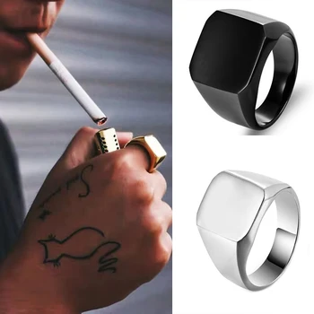 Homens de Preto Punk Anéis de Sinete de Moda Cool Individualidade Anéis de Dedo Para as Mulheres, Homem Liso Madura e Estável Design de Jóias Masculino