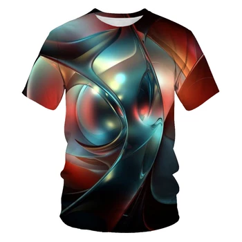 2021 verão dos homens novos 3DT camisa geométricas paisagem gráficos 3D padrão de impressão homens de grande tamanho de moda cool T-shirt
