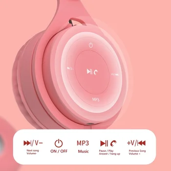 Bluetooth Fones de ouvido sem Fio com Microfone de som hi-fi de Música de Emparelhamento Automático de Fone de ouvido Cartão do TF do Apoio Fone de ouvido Dobrável para Crianças