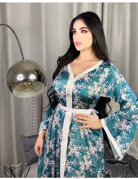 Donsinet Vestido de Muçulmano Moda Oriente Médio, Dubai, Turquia Impressão Lace Vestido Longo de Abya Muçulmano Vestidos Longos dubai Abaya Turquia Correia