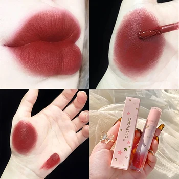 6 CORES de Lip Glaze Morango, Laranja, Café, Vermelho de Longa Duração Impermeável Velvet Matte Líquido Batom Lip Makeup Cosméticos TSLM1