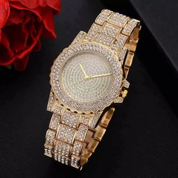 Luxo Rosa de Ouro, Relógios de Conjunto de Mulheres de Diamante do cristal de Quartzo Relógio de Colar de Pérolas Pulseira, Brincos, Relógios Presentes de conjuntos Para as Mulheres