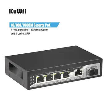1000Mbps POE Switch de Rede 6Ports Switch Gigabit Ethernet de 4 portas 10/100/1000Mbps Porta POE 10 gbps de Comutação Capacidade de Plug Play