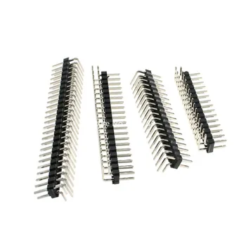 10Pcs de 2,54 mm de duas carreiras de Ângulo Direito Pin Header Strip Masculino Cabeçalho Pin Conector de 2x2/3/4/5/6/7/8/10/40P para o PWB de Solda Soldagem