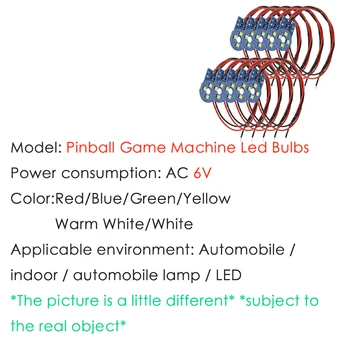 10Pcs LED 4SMD Cunha Base com Fio Flexível de Cores Diversas, Não polaridade AC DC 6V 6.3 V 8V Jogo de Pinball Máquina de Diodo emissor de Luz de Lâmpadas