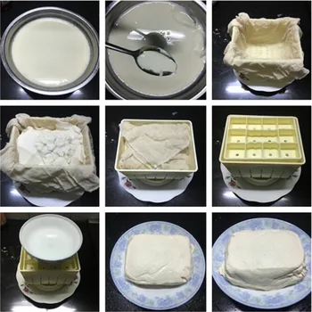 1pc DIY Plástico Tofu Caseiro Maker Prima Molde Kit de Tofu faz a Máquina o Conjunto de Soja Pressionando o Molde com Queijo Pano de Cozinha
