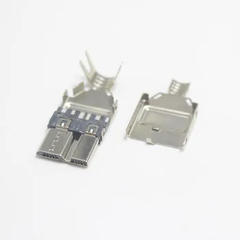 2/5/10set Micro USB 3.0 de Solda Tipo Plugue Macho de Carga da Cauda Plugues Conector de 4 em 1 DIY Disco Rígido Móvel de Telefone Adaptador de Microfone