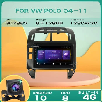 2 Din Carro Android 10.0 DVD do Carro Rádio Multimédia Carpegiani GPS Para Volkswagen VW Polo 2004-2011 receptor Estéreo 2din com Carplay