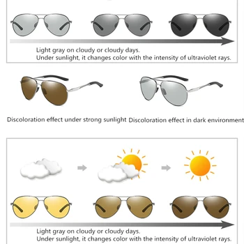 2022 MSETOUTM Todo o Tempo do Piloto Fotossensíveis Novo Óculos de sol Polarizados Noite de Óculos de Visão Homens Driver Amarelo Condução Óculos