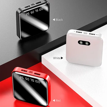 30000MAH Mini Banco do Poder da Capacidade Alta Carregador Portátil com 2USB Espelho Externo de Bateria Carregador Rápido para Xiaomi Samsung IPhone