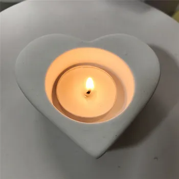 3D formato de Coração Mini vaso de Flores de Fazer Artesanal de Cimento Plantador de Molde DIY Suporte de Vela do Castiçal Moldes de Silicone