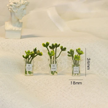 3pcs 1/12 Mini Bonito Cozinha DIY Decoração Transparente Vaso de Plantas Boneca Brinquedo de Casa de bonecas em Miniatura nova