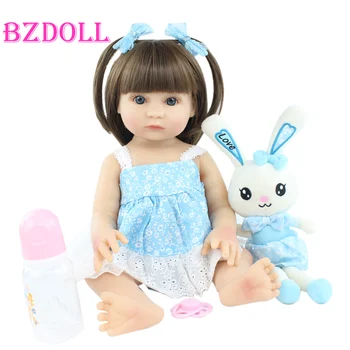48 CM e 55 CM, Full Silicone Reborn Baby Doll Brinquedos Para a Menina de Vinil Princesa Bebês de Presente de Aniversário Bonecas as Crianças Banhar-Brinquedo