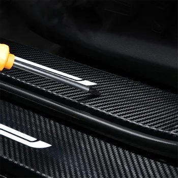 4PCS de Proteção de estilo de interiores de automóveis Audi A7 A7L TT soleira da Porta de proteção adesivos de porta de carro de fibra de carbono decalques de vinil