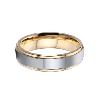 6mm de Carboneto de Tungstênio, carboneto de Casamento Jóia do Anel de Ouro Bicolor Casamento Par de Anéis Para Homens E Mulheres