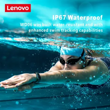 A Lenovo WD06 Inteligente Pulseira Impermeável Monitor de frequência Cardíaca de Pulso Medidor de Desporto Relógios de Fitness Tracker Chamada Lembrete para Android IOS