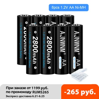 AJNWNM AA Rechaargeable Bateria 2800mah 1,2 v pilhas nimh aa para o controle da câmera bateria aa