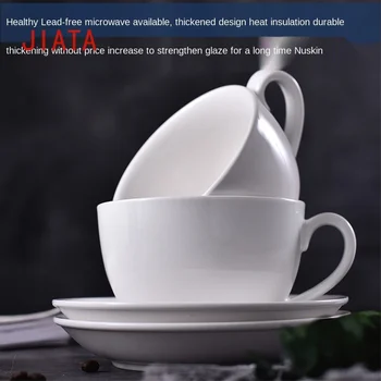 Alta qualidade branco puro criativo simples xícara de café e pires definir taça de cerâmica de louça família xícara de café