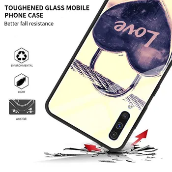 Amor bonito Coração de Vidro Telefone Case para Samsung Galaxy A50 A51 A71 A72 5G A70 A21s A31 M31 A30 A91 A40 A41 M51 A10 M30s Tampa
