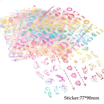 Ano novo Prego Acessórios 3D NailSticker Chinês Nó Gradiente Adesivo Adesivos de Letras para as Unhas, Desenhos de Arte