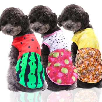As Frutas de verão Cão Colete de Malha Respirável Cão Camisa Pequeno Roupas para Cachorro Pomeranian Cachorro Bichon Tshirt Traje de Estimação de Ropa Para Pereo