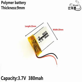Bom Qulity Litro de energia bateria de 3,7 V,380mAH 902025 de Polímero de lítio ion / Li-íon da bateria para o pc da tabuleta do BANCO,GPS,mp3,mp4