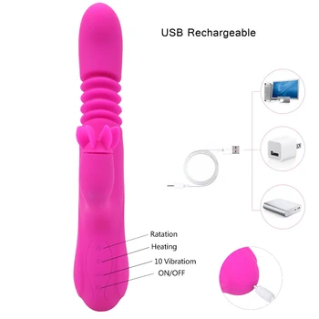 Brinquedos Sexuais Para As Mulheres Aquecimento De Rotação, Empurrando O Vibrador Ponto G Vibrador, Masturbador Feminino Dimensionamento Automático Estimulador De Clitóris