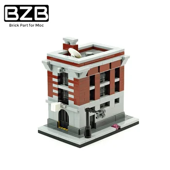 BZB MOC 10967 Street View Edifício Série de Brigada de Incêndio HQ Ghostbusters Modelo de Bloco de Construção de Aniversário de Crianças Brinquedos