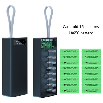 C16 Destacável Display LCD DIY 16x18650 Caso da Bateria do Banco do Poder de Shell Caixa Externa Sem Bateria Powerbank Protetor