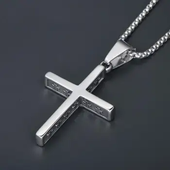 Clássico Cristão de Prata Chapeado de Aço Inoxidável de Jesus Cruz Colar Pingente Religioso Homens do Estilo de Personalidade de Amuleto Judeu