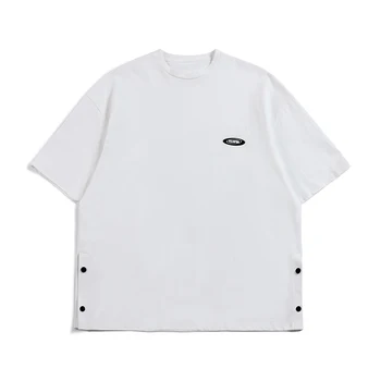 COM os Homens de Roupas Bainha de Fenda Camiseta Curta de Algodão Verão T-shirt de grandes dimensões Casual Tops Harajuku coreano Japonês T-Shirt