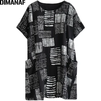 DIMANAF 2021 Verão Oversize Mulheres T-Shirt Oversize Imprimir T-Shirt de Algodão Feminino Blusa Solta Tops Túnica Bolsos de Roupas