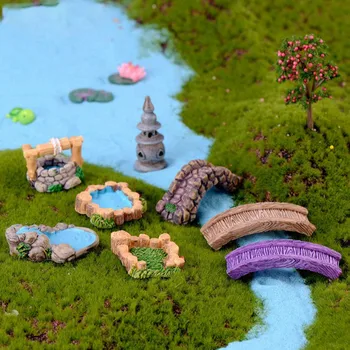 DIY em Miniatura Mini Piscina de Água de Fadas Jardim Gramado Ornamento Para Mountain Home Decoração Artesanato