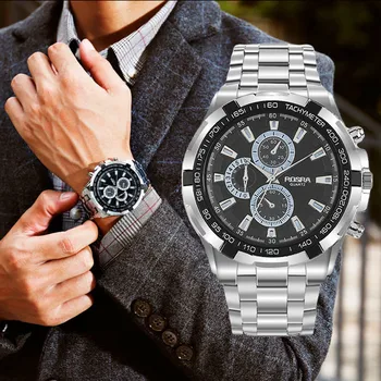 Dos Homens De Alta Qualidade, Relógios De 2021 Nova Moda De Aço Inoxidável 3-O Olho Do Relógio De Quartzo Do Sexo Masculino Militar Casual Relógio De Pulso Relógio Masculino