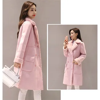 Falso Casaco de Pele de Mulheres de Outono Inverno, cor-de-Rosa S-2XL Plus Size Solta Jaquetas 2021 Grosso Calor de Lã de Pêlo de Roupas Feminina JD871