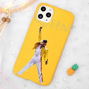 Freddie Mercury do Queen banda Caso de Telefone Candy Color Amarelo para o iPhone 11 12 pro XS MAX 8 7 6 6S Plus X 5S SE DE 2020 XR