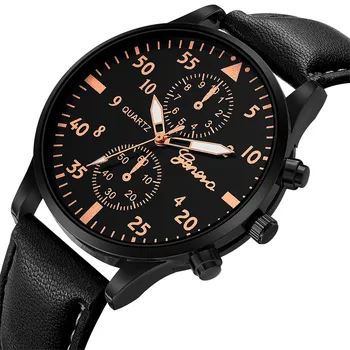 Genebra Mens Watch Relógio Masculino dos Homens de Moda Couro Militar da Liga de Quartzo Analógico Relógio de Pulso de Negócios Relógios Reloj Hombre