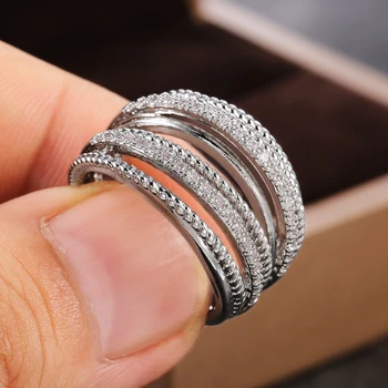 Huitan de Luxo Cruz de Noiva, Casamento, Anéis de Especial interesse Deslumbrante Cristal CZ Pedra Simples e Elegantes Mulheres da Moda Jóias Anéis