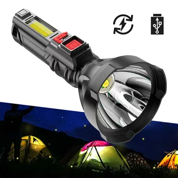 Lanterna LED Tático de Alta Potência COB Built-in Bateria de Lanterna Recarregável USB Lanterna Impermeável Mão de Luz Tático ao ar livre