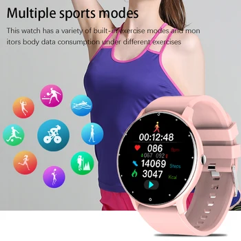 LIGE 2021 de Moda, Completo com Tela de Toque Inteligente Assistir a Mulher de frequência Cardíaca Desportivo multifunções de Fitness Impermeável Smartwatch Homens Mulher