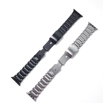 Luxo de Titânio Metal com Cinta de Aço Inoxidável Para a Apple faixa de Relógio de Série 6 5 SE Bracelete para o iWatch 44mm 42mm Pulseira