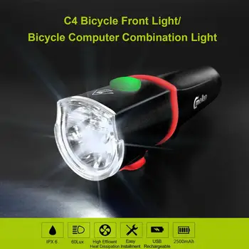 MEILAN C4 Farol de Bicicleta Pode Ser Colocado Na Lanterna Do Código Medidor de Suporte Impermeável do DIODO emissor de Farol MTB Bicicleta de Estrada