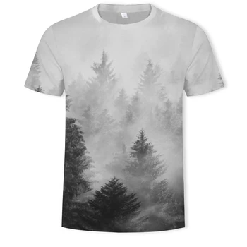 Moda verão para os homens e mulheres de T-shirts 3D floresta beleza impressão casual T-shirt de roupas Asiáticas tamanho S-6XLT camisa