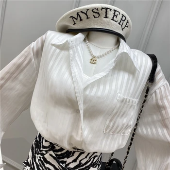 Mulher Branca listrada de manga Longa Camisa + padrão Zebra Saia de Duas peças de conjunto Chique Blusa folgada Irregular Saia Curta Ternos