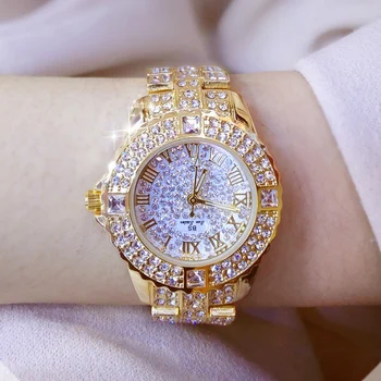 Mulheres Relógios de Diamante Relógio de Ouro Senhoras Relógios de Pulso da Marca de Luxo Strass Mulheres Pulseira Relógios Relógio Feminino Feminino