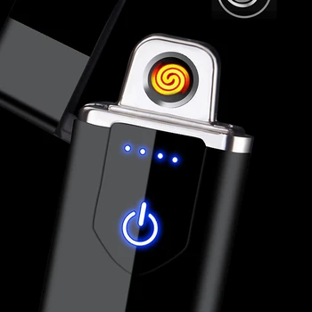 NOVA Elétrico mais leve do USB de Carregamento, Controle de Toque mais leve Portátil à prova de Vento mais leve LED Indicador de Alimentação de Cigarro Acessórios