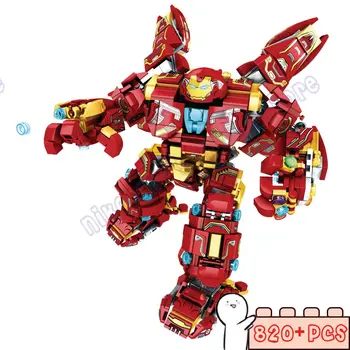 Novo 820PCS+ Ferro Herói Robô Mecha a Construção de Blocos de Tijolos de Brinquedos Modelo Luminoso de Meninos Crianças Presentes Guerra