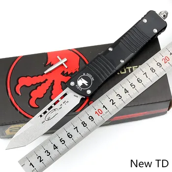 Novo Com Logotipo de Combate TD de alumínio identificador de Marca de M390 lâmina de camping caça de sobrevivência ao ar livre Utilitário EDC ferramenta de frutas faca de Cozinha