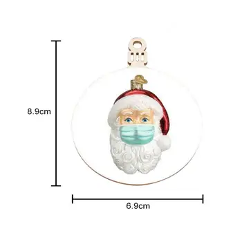 Papai Noel Vestindo Uma Máscara de Enfeites de Natal de Madeira Desinfetante Padrão de Madeira Artesanais de Natal Decoração da Árvore de 6.9*8,9 cm