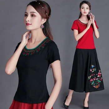Preto Cheongsam Superior 2020 Asiático Streetwear T-Shirt Crop Tops Para Adolescentes de Estilo Chinês, Roupas de Mulheres Gótico Crop Top feminino V1941